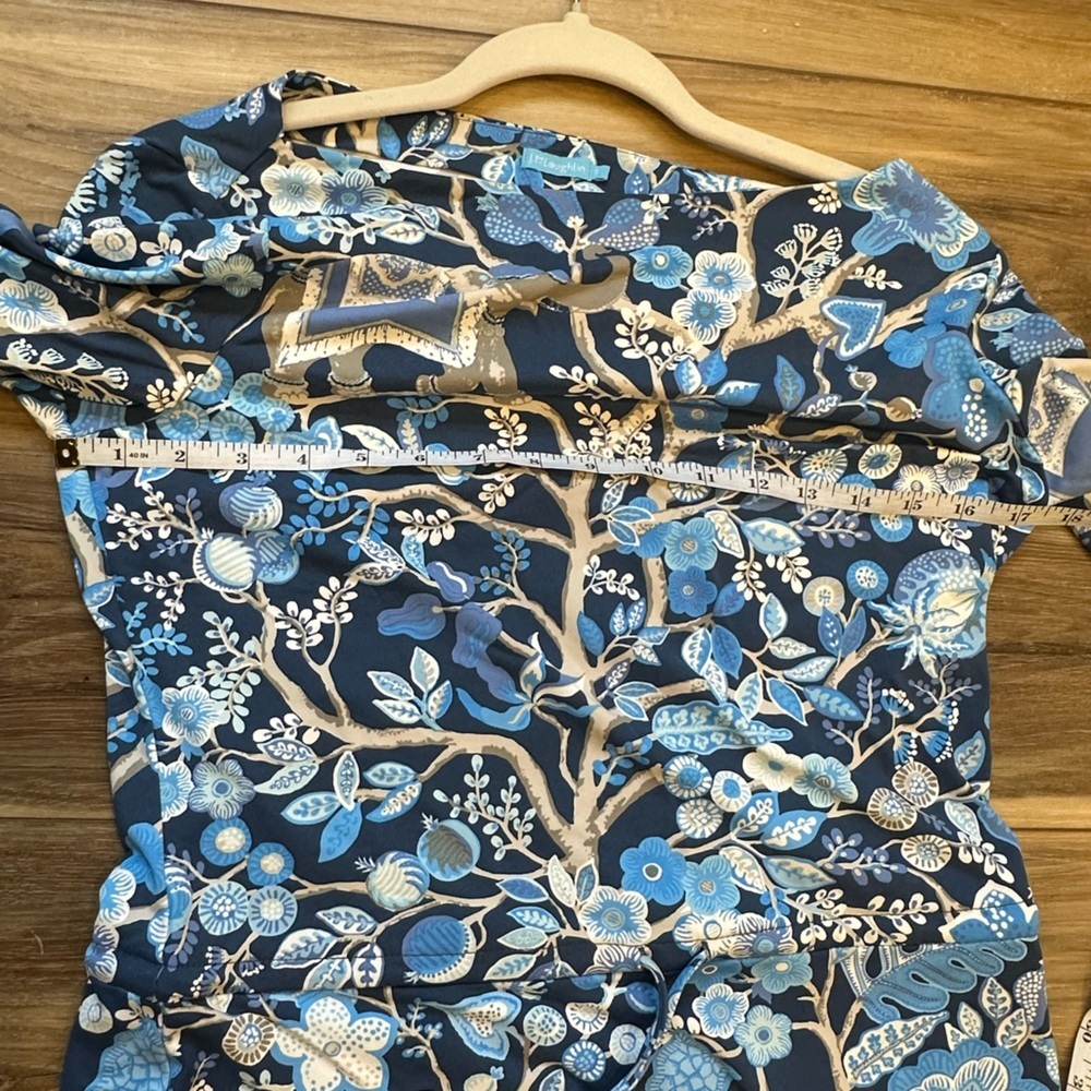 J.McLaughlin Marianne Dress Floral Sucre Blossom Elephant Navy Silver Small - Picture 7 of 7